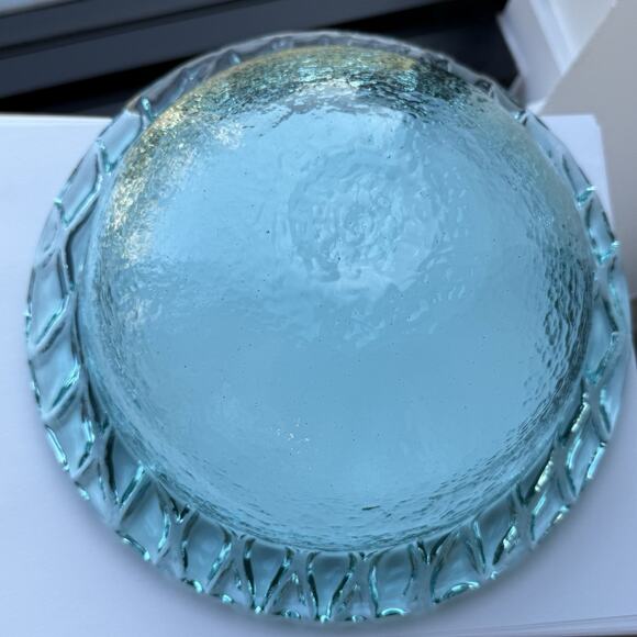 Fire and Light Recycled Glass Aqua Blue Bowl 9 1/2" Arcata, California Vintage - Picture 9 of 9